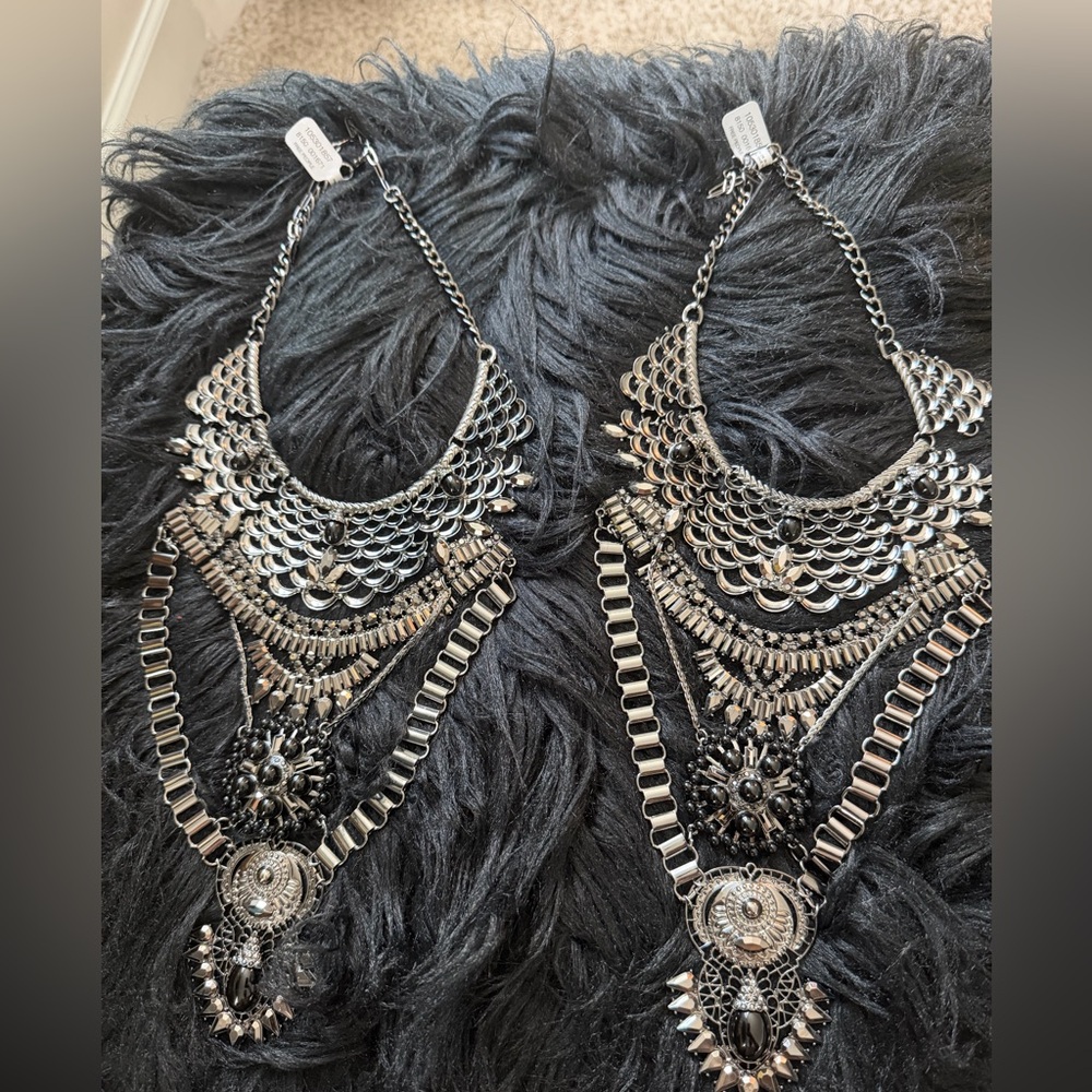 Free People Silver and Black Layered Statement Necklace 🔥 $65 Each